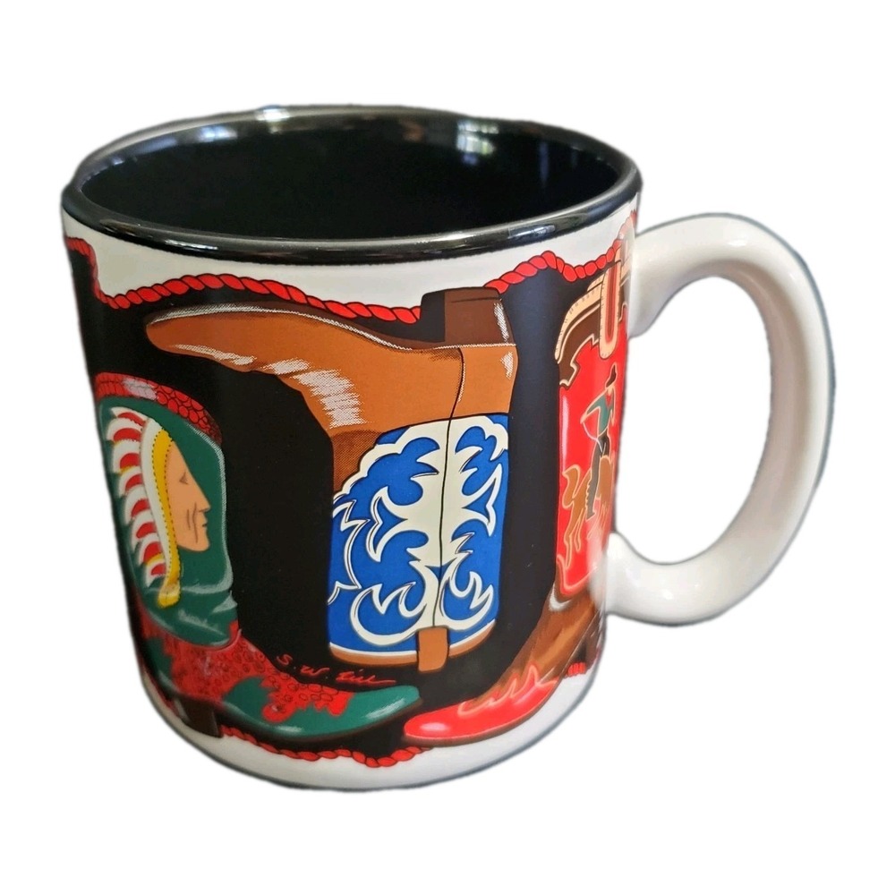 Vintage Potpourri Press Two Steppin' Western Cowboy Boots Ceramic Coffee‎ Mug